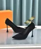 Designer Luxus Sandalen Schuhe Damen Rindsleder Pumps Pin Heel High Heels Spitzschuh Satin Schwarz Absatzhöhe 10 cm 8 cm 6 cm mit Box