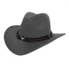 Baretten Westerse Stijl Mannen Cowboyhoed Voor Vrouwen 2024 Herfst Zwarte Brede Rand Bull Head Crul Man Vilten hoeden Jazz Cowgirl Caps