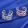 Cluster Ringen Fanqieliu Rose Goud Kleur S925 Stempel Zirkoon Ring Voor Vrouwen Trendy Sieraden Meisje Gift FQL20245