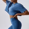 アクティブシャツ女性カジュアルTシャツコットンショートスリーブダンススポーツランニングヨガフィットネスクロップトップルーズジムトレーニング