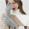 Cycling Gloves Winter Warm Cashmere Knitted Outdoor Riding Windproof For Men Women Plus Veet Thick Couple Touch Sn Drop Delivery Sport Ot9P8