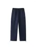 Women's Pants Women Fashion Patchwork Navy Blue Jogging Vintage High Elastic Waist Full Length Female Chic Lady Trousers