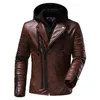 Fashion Red Jacket Men 's PU Leather Hooded Jacket Personality Motorcycle Jacket Large Size Fashion Men' S Clothing 240108