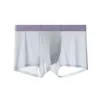 Underbyxor Ice Silk underkläder icke-spår ultratunn snabb torr andas antibakteriell mitten av midjan negativ jonboxare för män