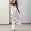 Women's Jeans Fashion High Waist White Flare Women Casual Bell-Bottoms Skinny Spring Slim Denim Pants Ankle Capris LJ34