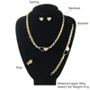 Necklace Earrings Set Gold Color Heart Shaped For Women Wedding Dubai African Beads Jewelry Bracelet Ring Jewellery