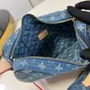 Explosion nouveaux sacs pour femmes M46856 Croissant MM sac à main en coton certifié Denim sangle décontractée bandoulière mini sac bleu toile classique petits pois deux pièces soirée