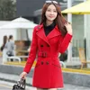 Bahar Sonbahar Trençkotları Kadın İnce Double Bravatalı Bayanlar Palto Palto Uzun Kadın Rüzgar Dergilek Kırmızı Donanma Devesi Dış Giyim 240108