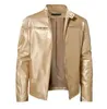 Fashion Mens Leather Jacket Slim Fit Stand Collar PU Male Anti-wind Motorcycle Lapel Diagonal Zipper s Men 240108