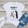 T-Shirts 100% Cotton Husky graphic Tee Tops Husky Mom Dog Lover Girls Women Funny TShirt Oversized Female T Shirt unisex streetwear