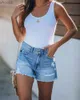 Damesshorts Damesmode Gescheurde hoog getailleerde opgerolde denim shorts Vintage gat Zomer Casual zakkorte jeans Dames Hotpants Shorts Hoge kwaliteit