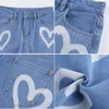 Jeans femininos mulheres impresso outono inverno meninas calças calças retas denim feminino mãe namorado altura cintura streetwear jean impresso jeans