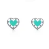 Серьги-гвоздики 1 пробы S925 r в форме сердца, классические модные эксклюзивные ювелирные изделия с синей эмалью Ra0b PNJD