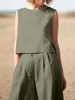 여자 2 피스 팬츠 여성 여름 캐주얼 솔리드 세트 느슨한 탑 포켓과 일치하는 정장 스트리트웨어 레이디 넓은 다리 의상