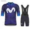 Conjuntos de camisa de ciclismo novo verão movistar pro equipe conjunto camisa de ciclismo mtb roupas ternos bib shorts roupas 2023 uniforme ciclismo hombreL240108