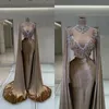 Samt Meerjungfrau Abendkleider Kristall Perlen Sheer Neck Langarm Geburtstag Kleid Mädchen Pailletten Applikationen Prom Kleid