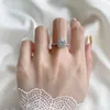 REAL 925 Sterling Silver Ring for Women Square Round 1CT 2CT 3CT Brilliant Diamond Finger Band Wedding Jewelry Gift 240106