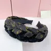 2color Designer L Printing Fur Headband for Women Black Brown High Skull Headbands Wide Edge Denim Hair Hoop Outdoor Sports Headwrap