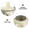 Dinnerware Sets Enamel Teapot 1L Water Tea Kettle Decorative Flower Reusable Pot With Strainer