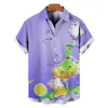 Men's Casual Shirts 2024 Hawaiian Shirt 3D Wine Glass Printed Short Sleeve Top Party Loose T-shirt Clothing