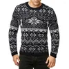 Męskie swetry 2024 Jesień/zima okrągła szyja Sweter Europejski Moda Snowflake Świąteczne dzianiny