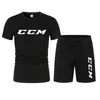 Survêtements pour hommes 2024 CCM T-shirt Costume de sport Casual Fitness Sports Ensembles à manches courtes Coton 2 pièces Courir Séchage rapide