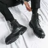 Neuankömmling Echtleder Herren Braun Bequemer Freizeit-Arbeitsstiefel mit Reißverschluss Plateau-Stiefeletten 2023 Bota Masculina