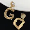 2024 Vintage minimalist letter stainless steel jewelry fashionable women's earrings