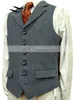 Men's Wool Tweed Slim Fit Leisure Cotton Burgundy Vest Gentleman Herringbone Business Brown Waistcoat Blazer For Wedding Groom 240106