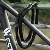West Cyklingkombination Bike Chain Lock 65-150cm Portable Anti-Poft 4 Code Safety Bicycle Chain Lock MTB Road Bike Accessories 240106