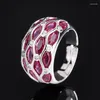 Cluster Rings 2024 Fashion Luxury Lab Ruby Emerald Sterling 925 Silver Finger For Women Exquisite Fine Jewelry Birthday Gift