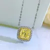 Catene S925 Argento Giallo Diamante 8 Fat Square Ad alto tenore di carbonio Elettrico Split Collana in oro Micro set pendente di lusso all'ingrosso