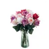 Simulation de fleurs décoratives Real Touch Cloth Roses Branches Fleur artificielle Plant Green Champagne Rose Decoration Floral