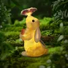 Luminous Bunny Garden Statue Decor z motylem na zewnątrz wodoodporne LED Rabbit Solar Light for Yard Lawn Dekoracja wielkanocna 240108