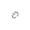 Cluster Rings Real 925 Sterling Silver Personlighet Flower Pearl Justerbar Retroring Fina smycken för kvinnor Party Elegant tillbehör