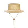 Designer White Boater Hat With Drawstring Chin Strap Kids Summer Strå Sun Hats Parent-Child Hat Girl Beach Hats 240108