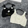 Sexiga ihåliga tankar Toppkvinnor Flower Decoration Vest Summer Sticked Crop Tops Designer Fashion Camis