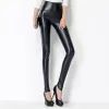 Version coréenne Leggings noirs femmes maigre Faux cuir pantalon extensible Leggings crayon serré