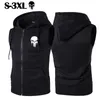 in Men's and Women's Tank Top Jacket Casual Sleeveless Coat Fashion Hoodie Skull Print Sweater Street Wear Vest for Men 240108