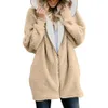 Ropa de mujer europea y americana de otoño e invierno Nuevo chaqueta de felpa para peluches con chaqueta de felpa con capucha con capucha