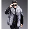 Cappotto corto in pelliccia da uomo invernale caldo cappotto in volpe giacca grassa sciolto casual visone 240106