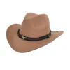 Baretten Westerse Stijl Mannen Cowboyhoed Voor Vrouwen 2024 Herfst Zwarte Brede Rand Bull Head Crul Man Vilten hoeden Jazz Cowgirl Caps