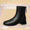 AUTUSPIN 4 cm Tacchi Spessi Stivali da Donna Moda Ufficio da Donna in Pelle Chelsea Boot Décolleté Autunno Inverno Caldo Velluto con Cerniera Scarpe 240108