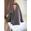 Women's Trench Coats Johnature 2024 Winter Woman Original Linen Chinese Style Cotton Clothing Long Sleeves Solid Color