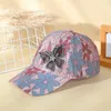 Casquettes de baseball Femmes Papillon Paillettes Floral Strass Casquette De Baseball Printemps Été Protection Uv En Plein Air Respirant Dame Sport Chapeau De Soleil