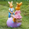 Garden Cute Cartoon Seesaw Rabbit Harts Crafts Outdoor Villa Square Figures Decoration Park Courtyard Lawn Sculpture Ornaments 240108