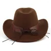 Berater britische Stil Frauen Männer Woolen Feed Fedora Hüte Ethnische Western Cowboy Cap Unisex Party Jazz Top Hut Sombreros de Mujer