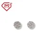 Brincos de flor cluster redondo moissanite diamante 925 prata esterlina parafuso traseiro brincos de hip hop