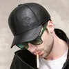 Male Genuine Leather 5660CM BlackBrown Baseball Caps Eagle Print For Man Casual Street Gf Gorras Dad Hat 240106