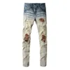 Mens Designer Pants Purple Jeans Amris 887 Street Trench Patch Jeans High Street Trench Fitted Leg Denim